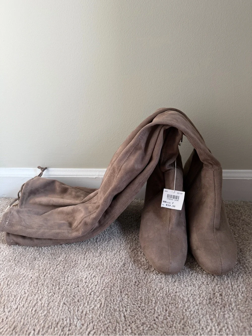 Christian Siriano Over-the-Knee Suede Block Heel Boots - Taupe